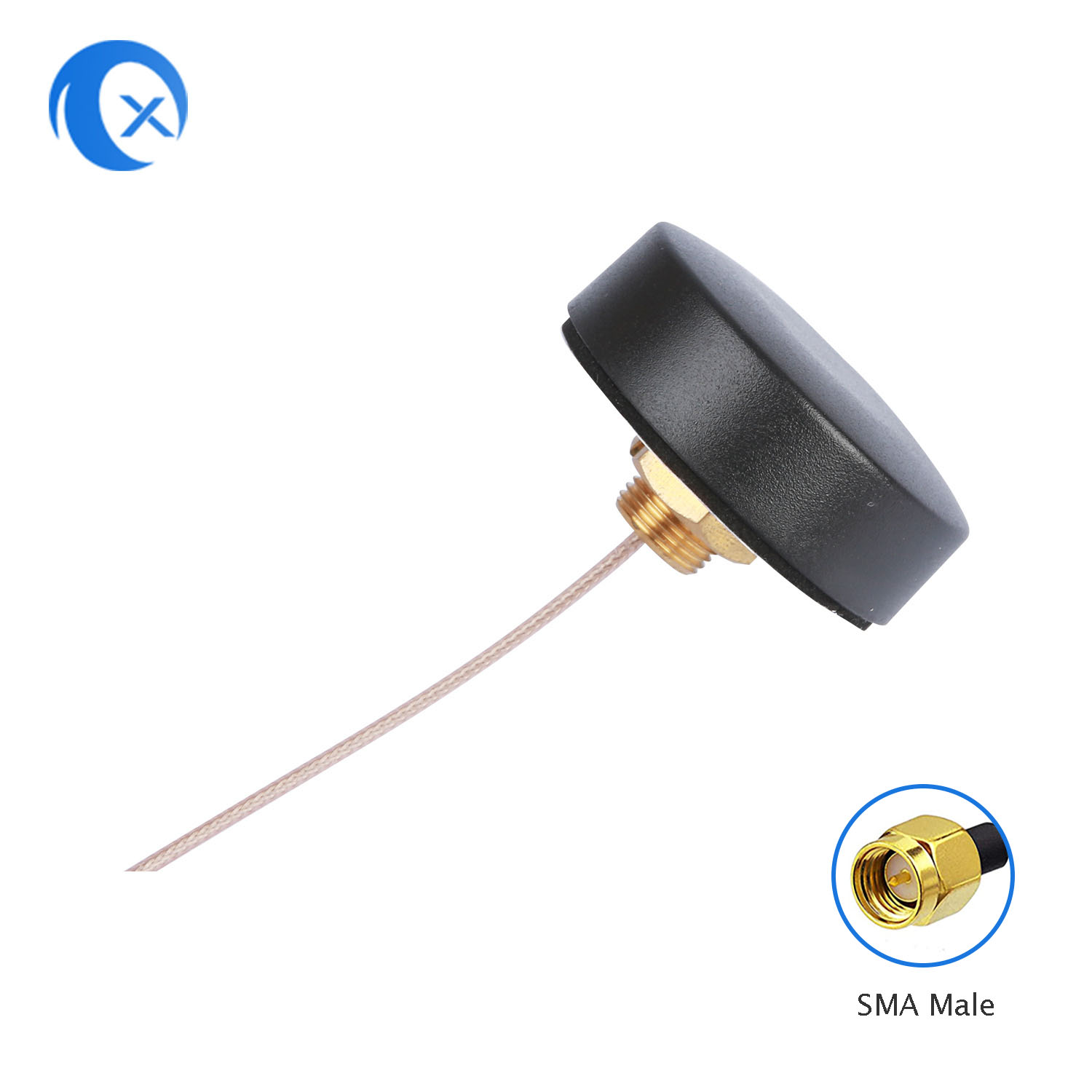 TX Electronics TX-MH005 4G LTE Low Profile Dome Antenna | M12 Screw Mount 3M Adhesive | 3-Meter Long Cable SMA Male External Antenna